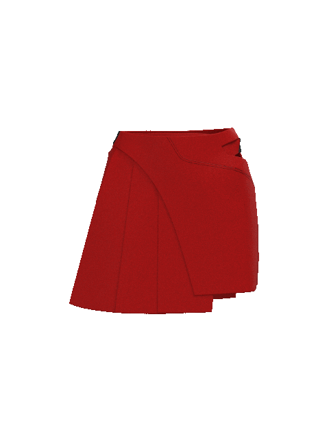 Half pleated wrap skirt